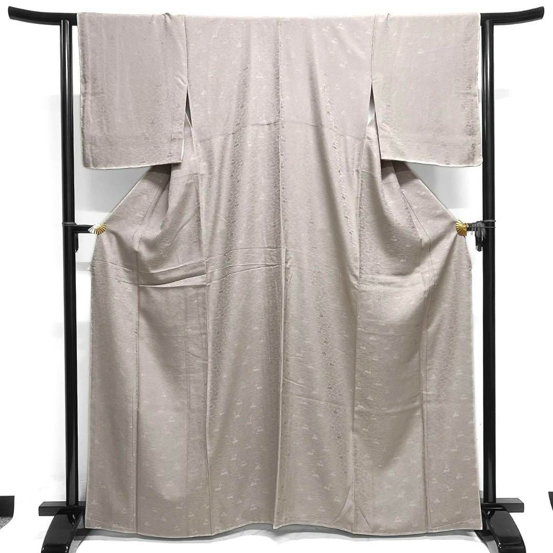 未着用 色無地 兎地紋 波 くすみカラー ベージュ 着物 023a d 【公式通販】