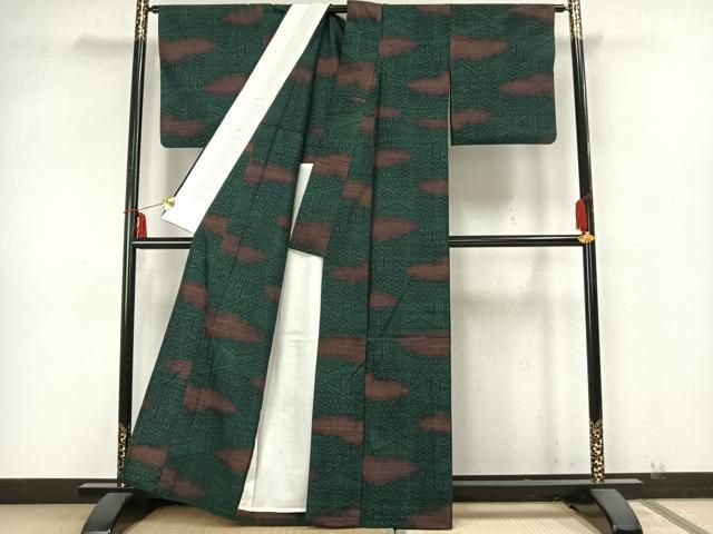 平和屋着物▽上質な紬 単衣 切嵌文 正絹 逸品 AABB2058fy