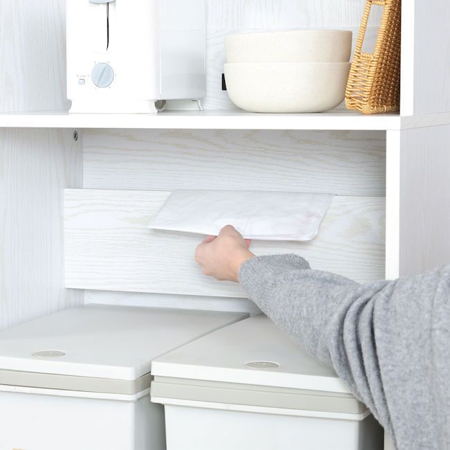 収納スペースを有効活用 ゴミ箱上キッチンキャビネット幅60cm 食器棚