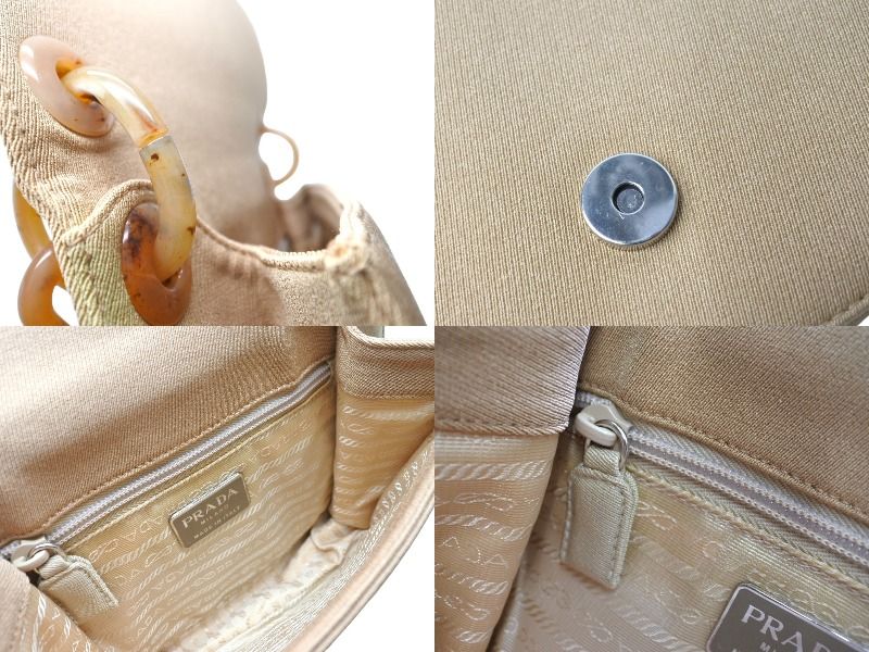 PRADA プラダ プラチェーン ショルダーバッグ B6436 べっ甲柄 ベージュ