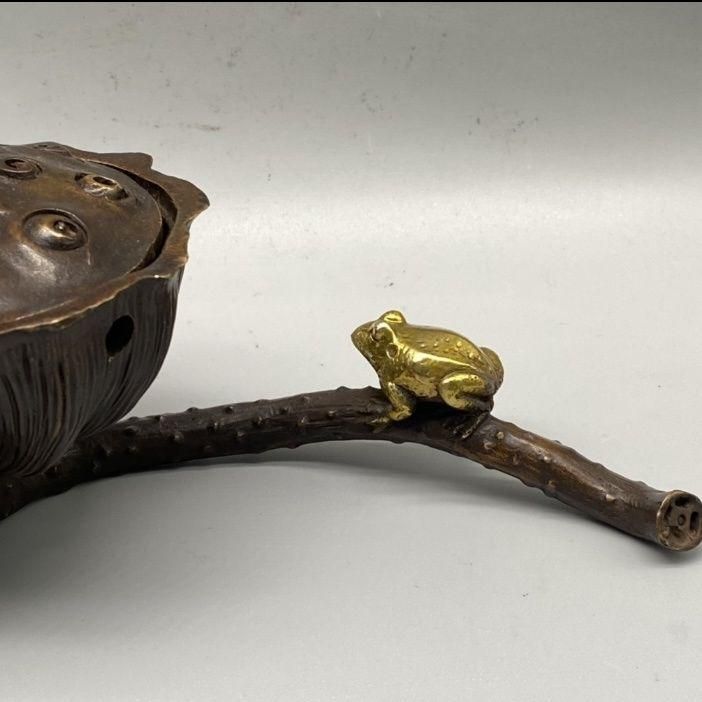大人も着やすいシンプルファッション 金蜻蛉蓮華香薫炉 銅細工 香炉 美術品 工芸品 装飾品 香道具 工芸品