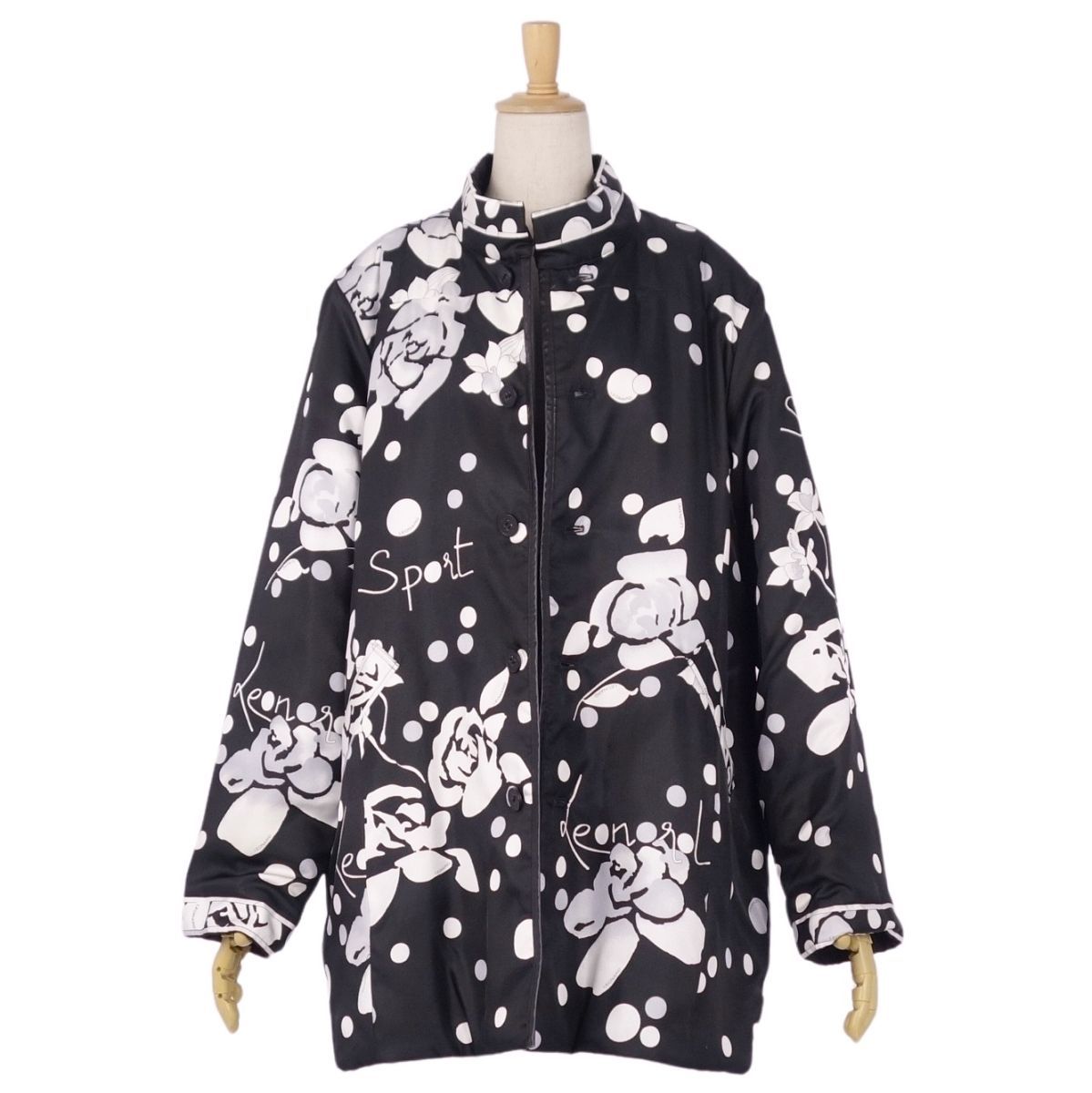 美品 レオナール LEONARD SPORT コート リバーシブル 花柄 ポリエ