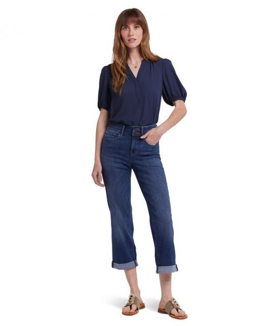 【送料無料】 エヌワイディージェイ レディース デニムパンツ ボトムス Bailey Relaxed Straight Crop Jeans in Asturia Shore Asturia Shore