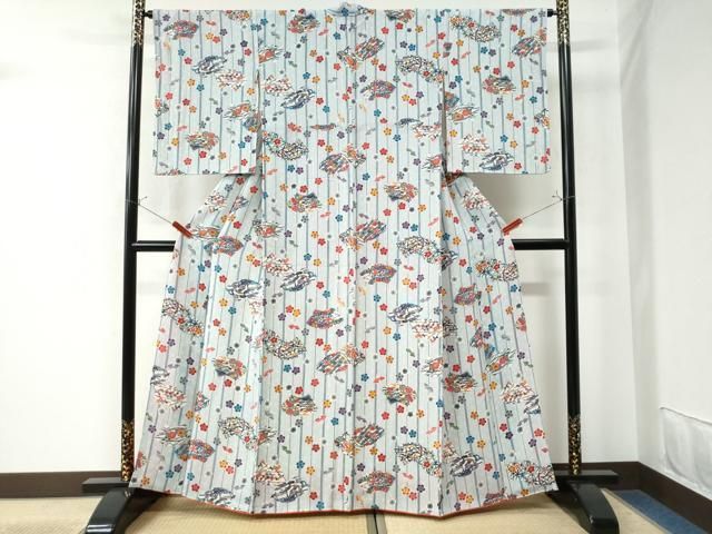 平和屋着物○江戸小紋 麻の葉小紋柄 正絹 逸品 未使用 AAAZ6846ph