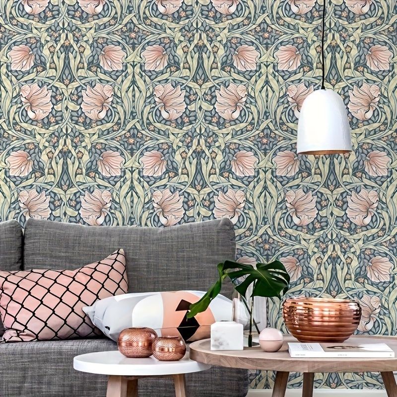 壁紙 ビンテージフローラル柄 コンタクトペーパー リビングルーム キッチン 寝室 寮用 防水取り外し可能な壁紙 家具リフォーム用の壁紙 秋の美学壁紙 幅45cm、長さ200cm 自己粘着壁紙 花柄 グ