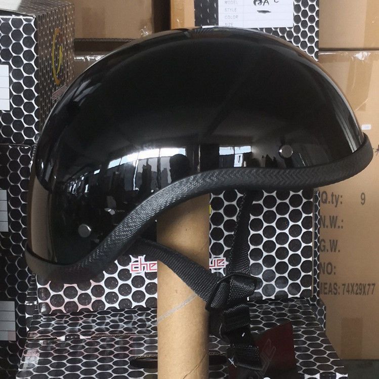 【新品未使用】人気艶ブラック艶黒バイクヘルメット半帽子ハーフヘルメット半キャップ軽量　ハーレー　ダックテール　帽体小さい 24