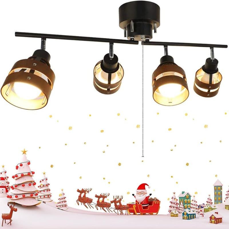 Depuley シーリングライト 4灯 おしゃれ ペンダントライト リビングライト 6~8畳 プルスイッチ キッチン用 台所 プレゼント 天井照明 間接照明 角度調整 ストレートタイプ 高さ32cm 直径70cm 4つ点