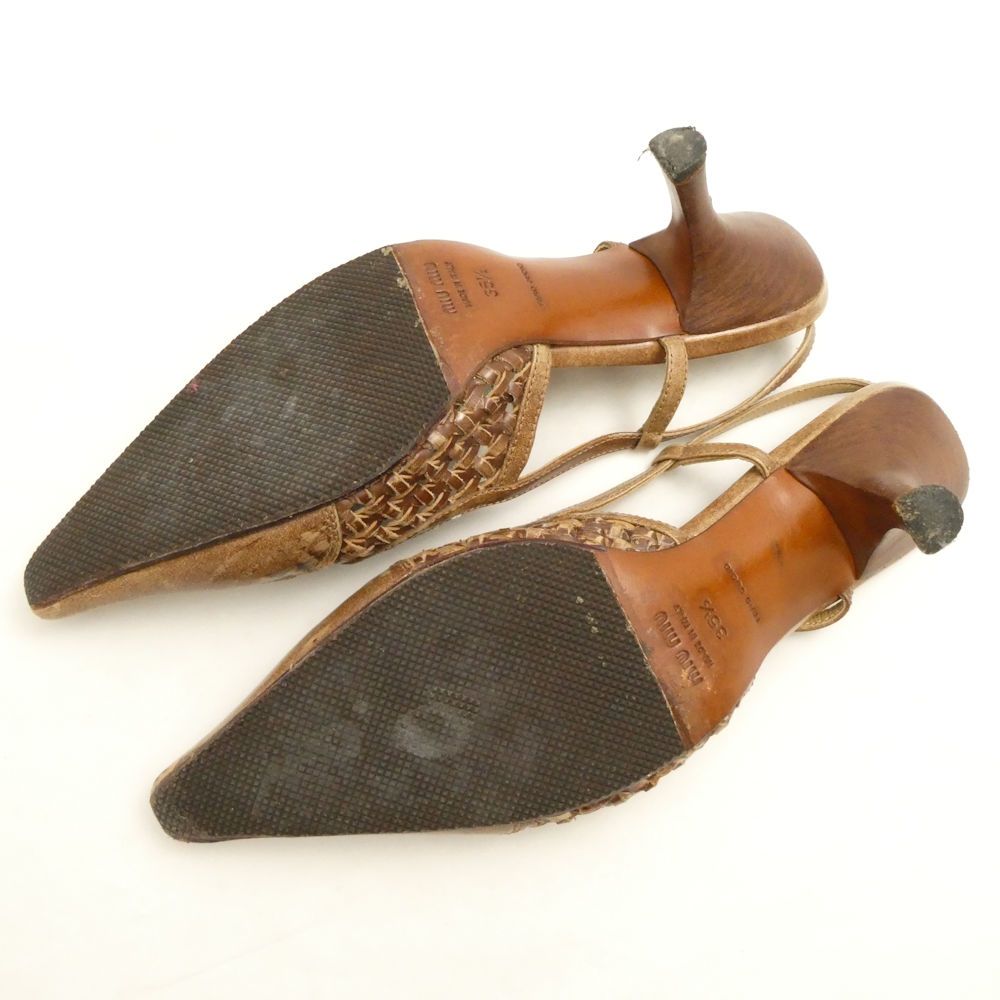 miumiu ミュウミュウ パンプス 35 1/2 22.5cm相当 レザー キトンヒール  