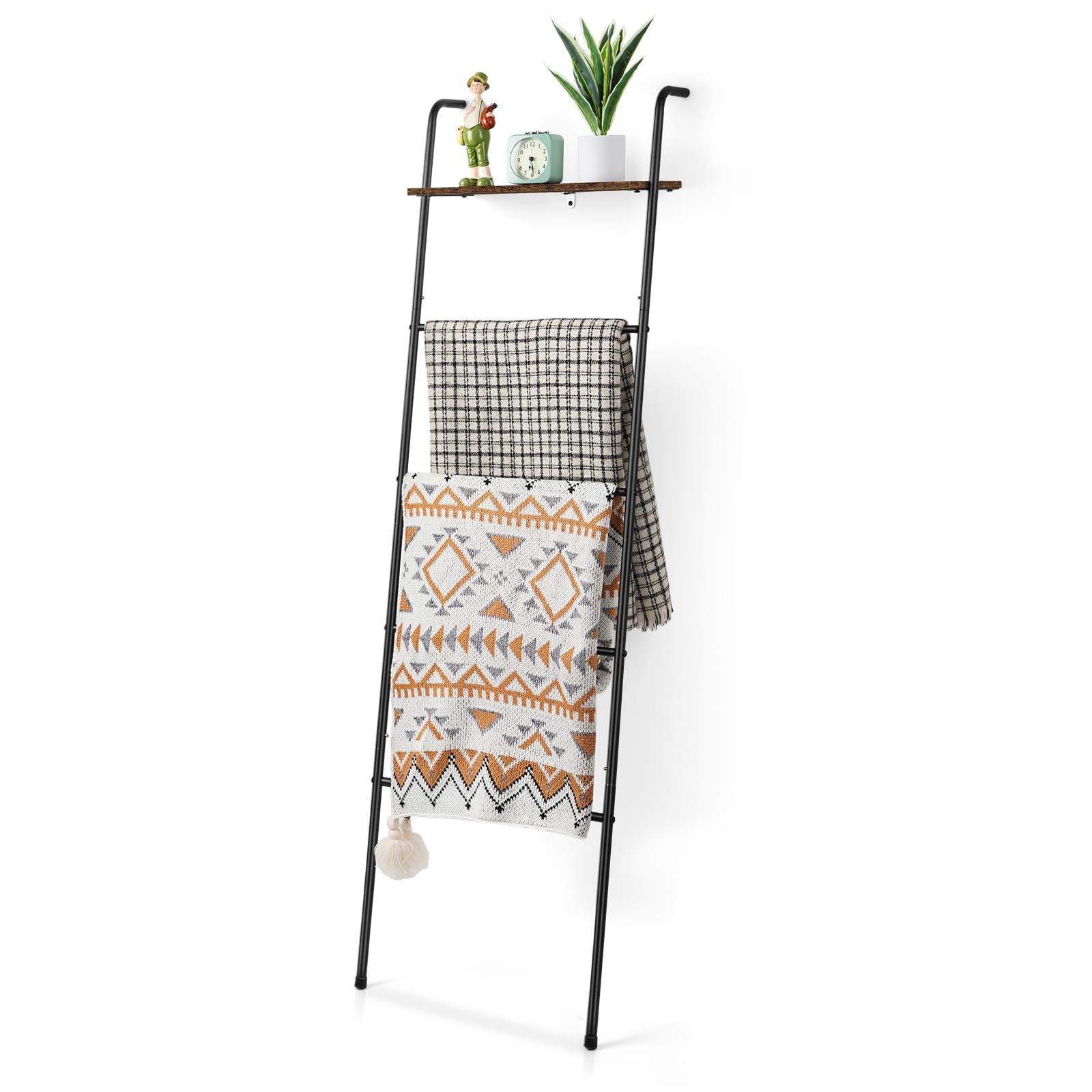 【ラダーラック／シェルフ】掛ける収納♩ラダー型タオル掛け 145cm⁂ ラダーラック／シェルフ】 掛ける収納ラダー型タオル掛け 145cm