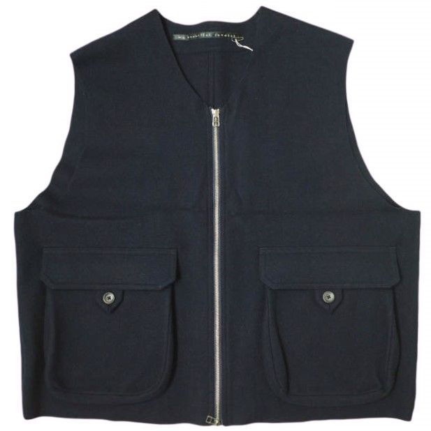 my beautiful landlet マイビューティフルランドレット 24AW MELTON FABRIC ZIP VEST ウールメルトンジップベスト WM13-BS242131 0 NAVY ジレ ユニセックス トップス g21941