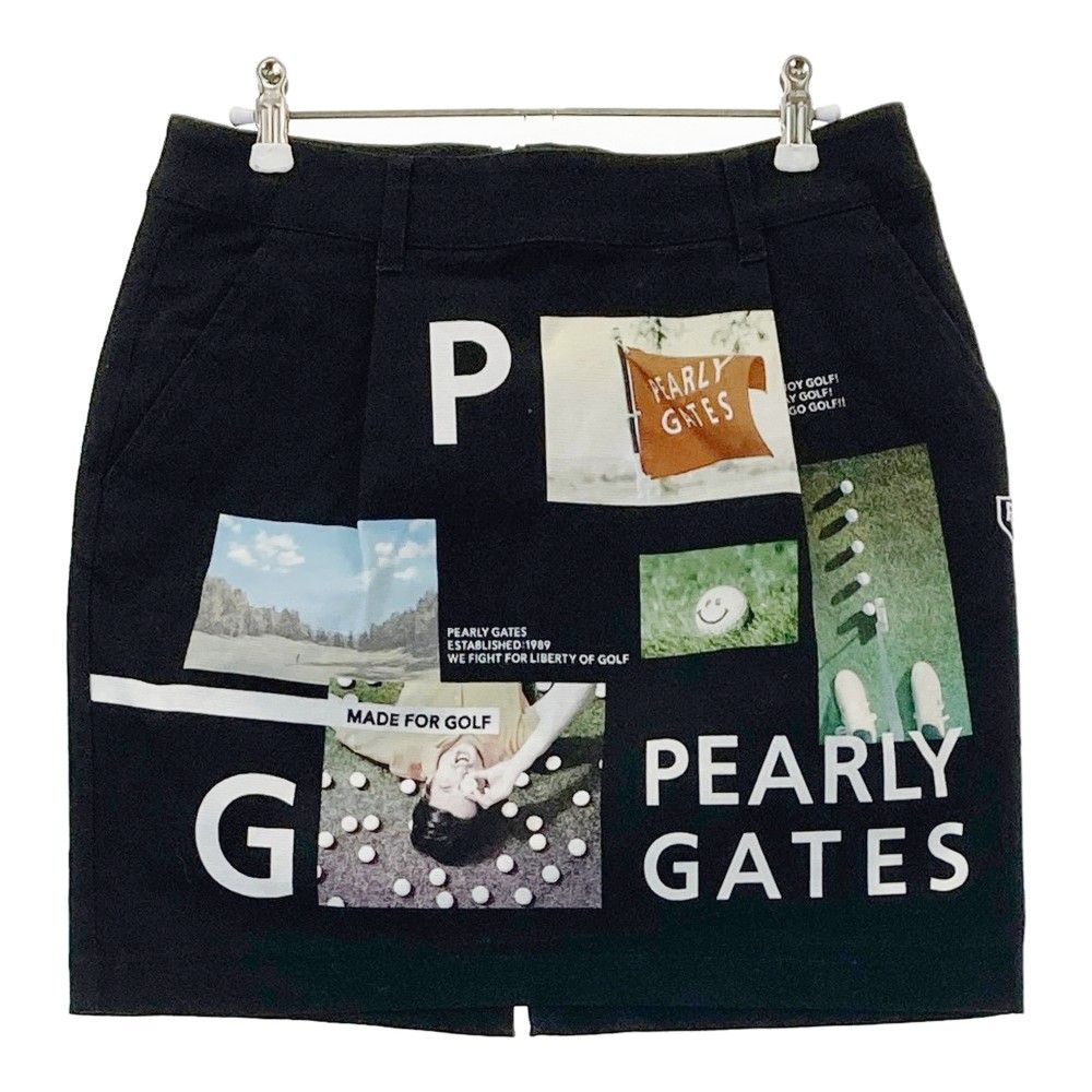 サイズ 1 PEARLY GATES パーリーゲイツ ストレッチ スカート コラージュ柄 ブラック系 240101365436 ゴルフウェア レディース ストスト