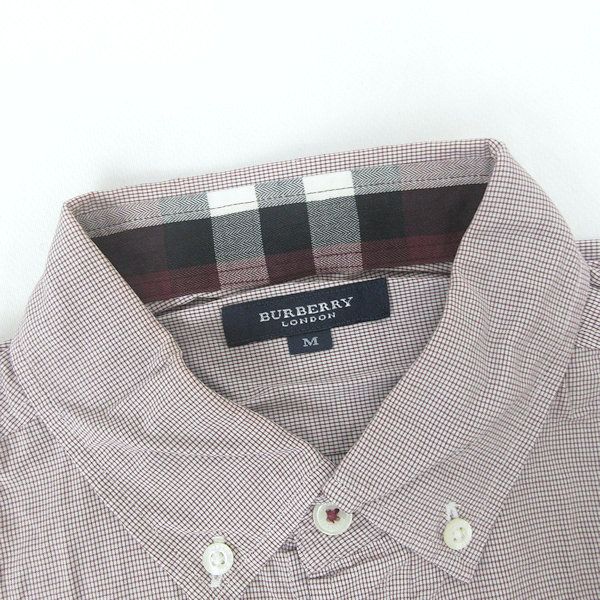 G□バーバリー/Burberry LONDON 半袖BDシャツ/チェック柄【M】ボルドー