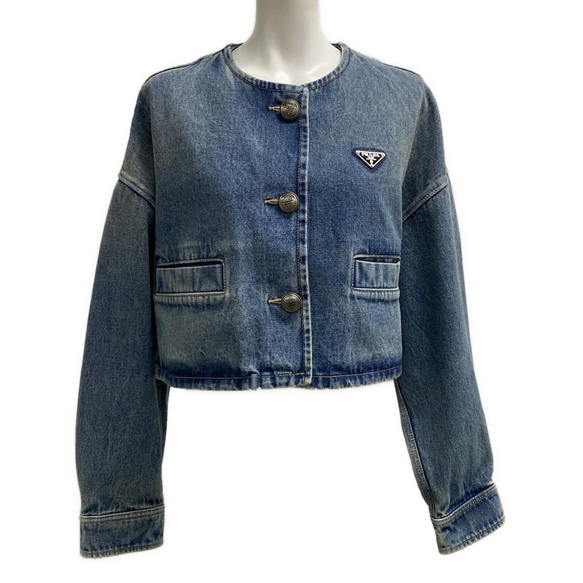 PRADA プラダ Gジャン サイズ36 S レディース デニム ブルゾンジャケット GFB297 ライトブルー 長袖|春 コットン コットン