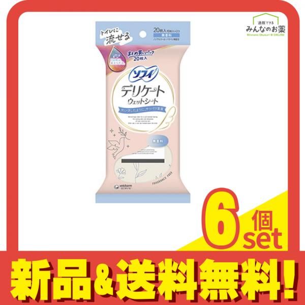 ソフィ デリケートウェットシート 無香料 20枚入 10枚入×2コ 6個セット