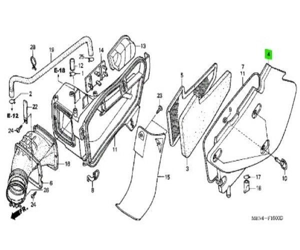 ホンダ XR650R エアークリーナーカバーAIR CLEANER COVERAIR CLEANER COVER 17207-MBN-670ZA A|A A|B AC AC|A AC|B HONDA純正 ♥