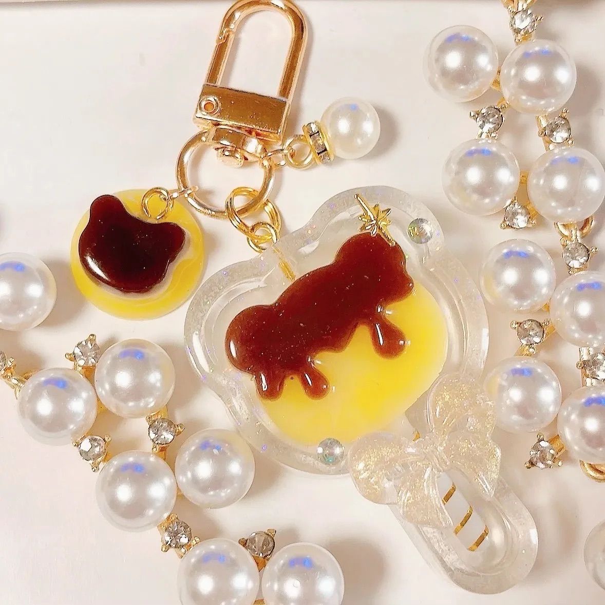 シャカシャカキーホルダー＊くまロリポップ2点オーダー4点＊シェイカー プリンくまロリポップ シャカシャカキーホルダー シェイカー