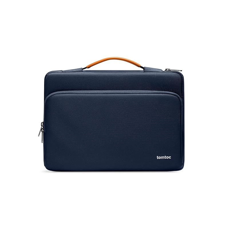  [tomtoc] 360°保護 パソコンケース 14インチ MacBook Pro M3/M2/M1 2023-2021 ノートパソコンケース PCケース バッグ ブリーフケース ビジネスバッグ 撥水加工 耐衝撃 通勤 通学 就活 ブルー ノートPCケース
