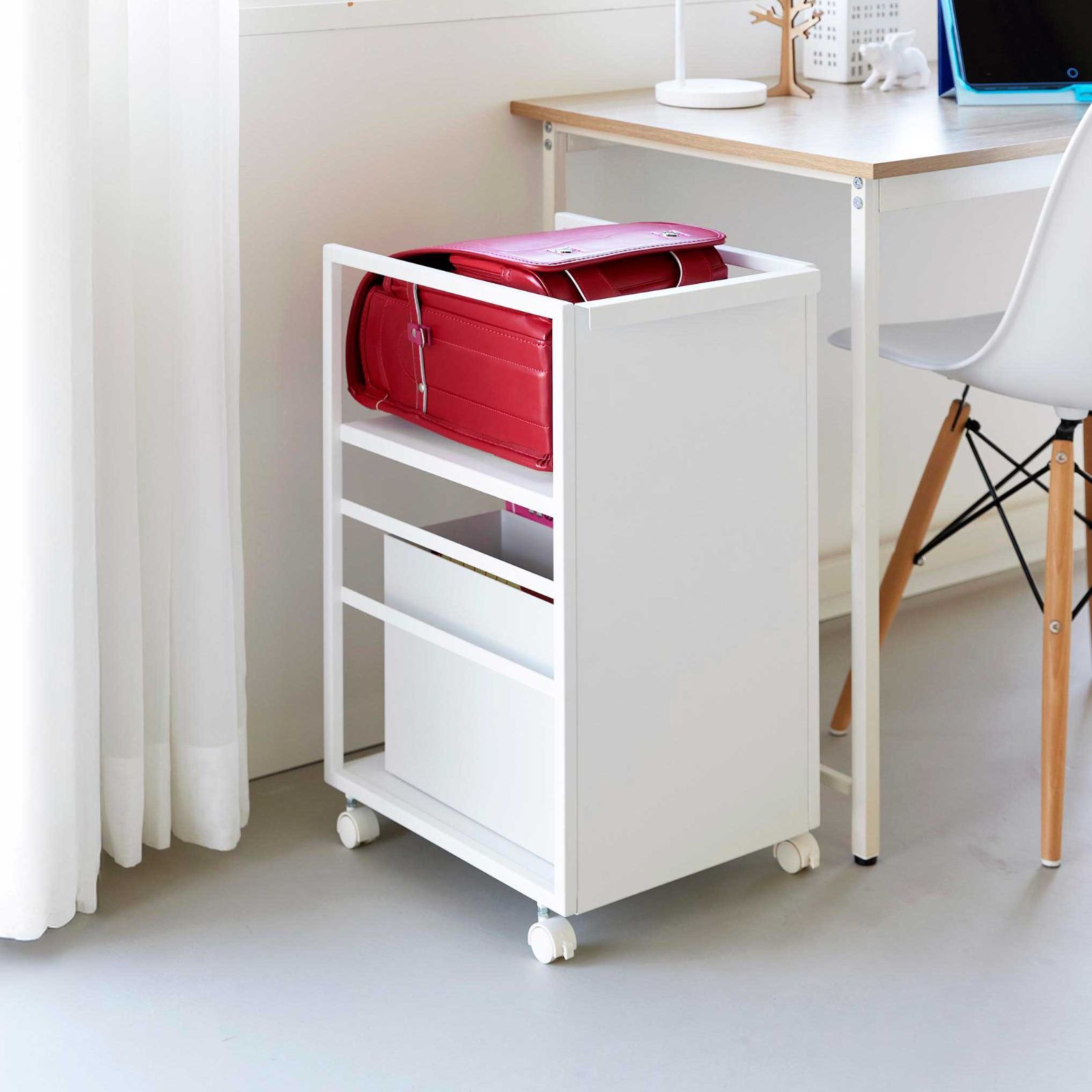 キャスター付きワゴン 山崎実業 tower タワー 目隠しワゴン スリム 8468 ホワイト SPORTUS 沖縄