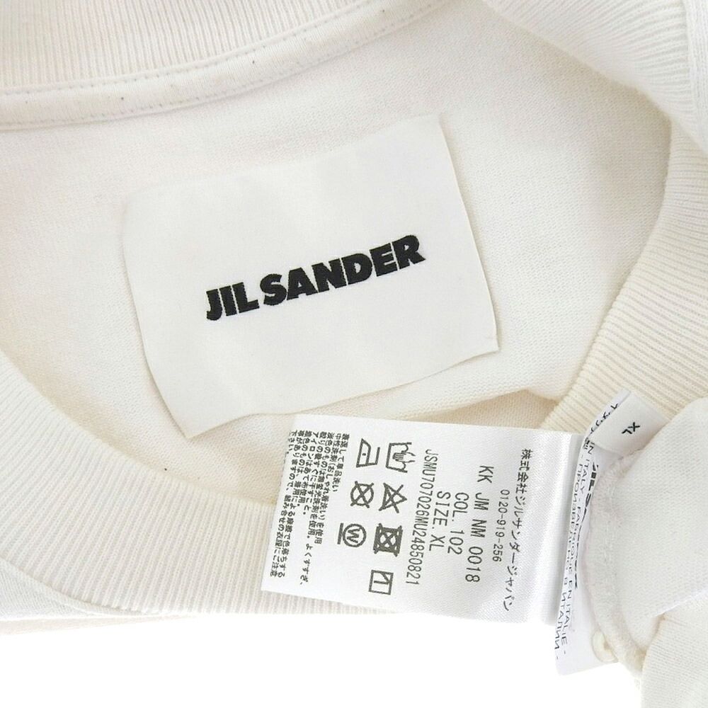 超美品 ジルサンダー JIL SANDER 2019年商品 肉厚コットン 白 長袖 Tシャツ メンズ XL