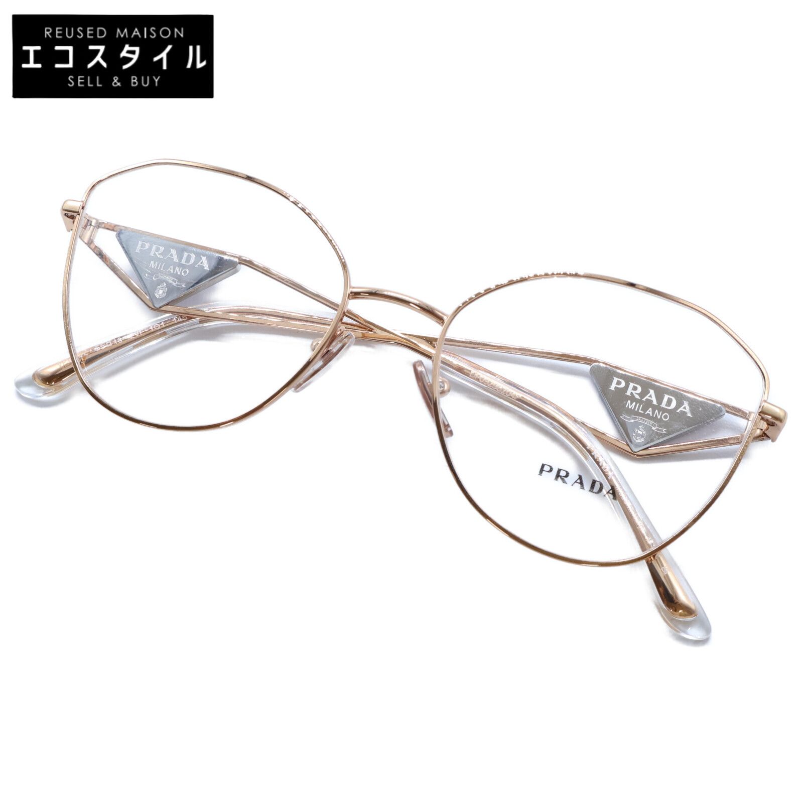 PRADA プラダ VPR52Z ZVF-1O1 トライアングルロゴ メタル メガネフレーム 55□18 145