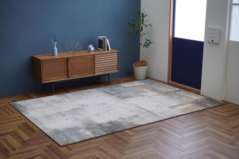 イケヒコ ラグ カーペット マット 長方形 輸入 マルセイユ アイボリー 約160×230cm デザイン ウィルトン 長方形 モダン柄 ヴィンテージ調 アブストラクト ＃ 1321610010401