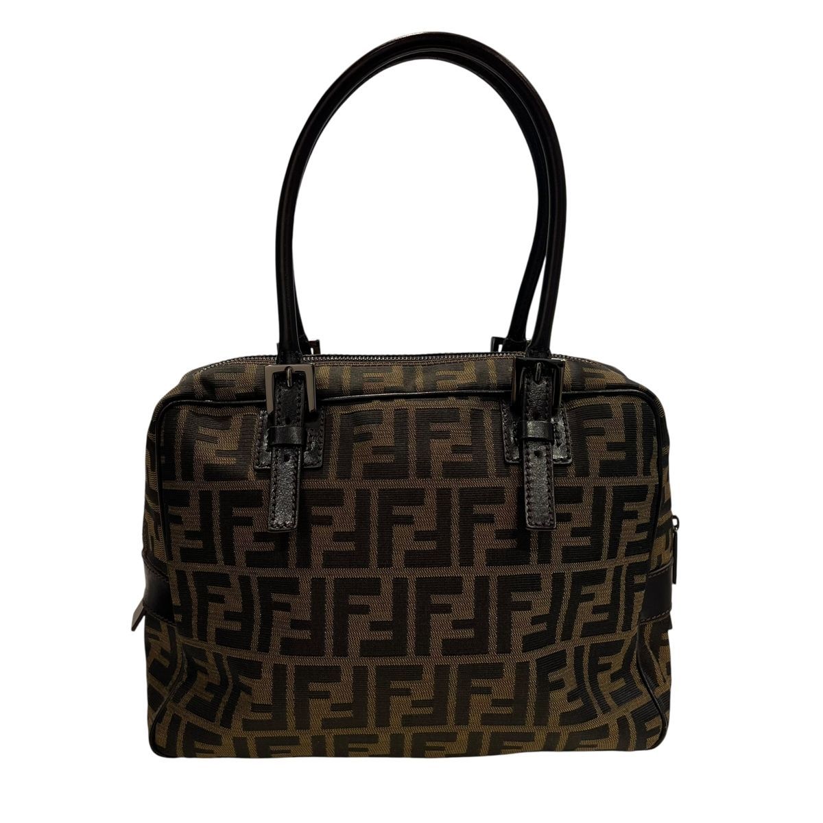 Fendi フェンディハンドバッグ 8BN005 ズッカ トップハンドル ボストンバッグ ブラウン ブラック レディース25026460 SA