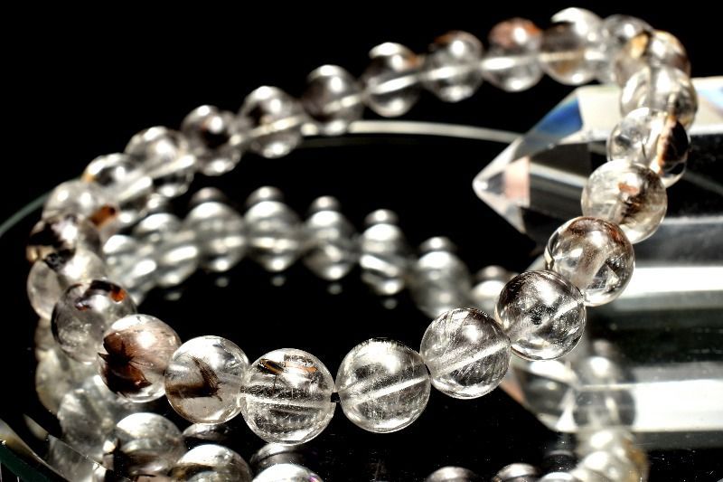 １点物 ブルッカイト入り プラチナタイチンルチルクォーツ 7.5-8mm ブレスレット パワーストーン 天然石 _MA8434 NEXPOTALLINN_EU
