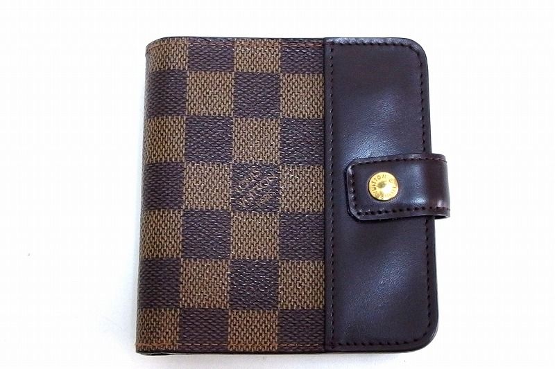 【216086】LOUIS VUITTON ルイヴィトン  ダミエライン コンパクト・ジップ　二つ折り財布 エベヌ N61668