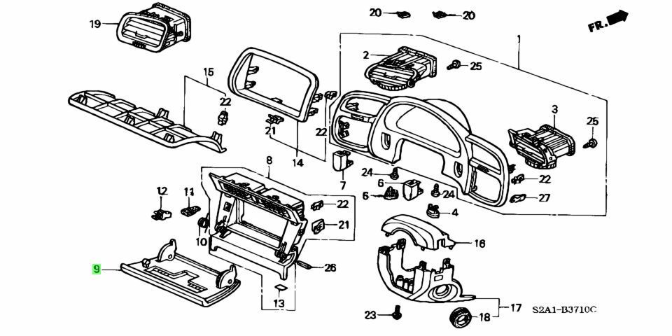 ○未使用 ホンダ ABA-AP2 S2000 純正 オーディオパネル センター