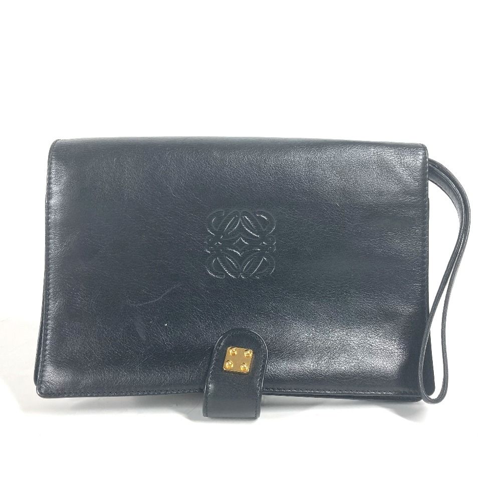 LOEWE ロエベ クラッチバッグ アナグラム ロゴ レザー ㊿ LOWEB ロエベ