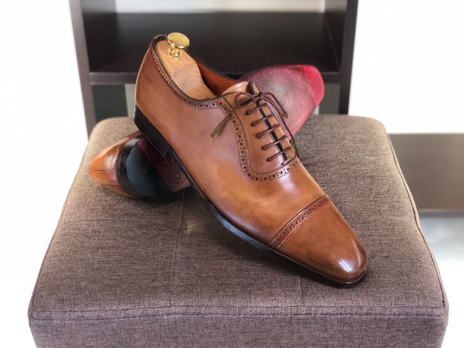 一流の色気！サントーニ|Santoni|クォーターブローグ|表記7|26㎝|茶