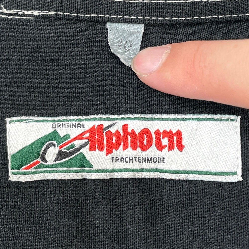 Alphorn チロリアン シャツ ロングスリーブ 長袖 刺繍 サイズ：40 後染め ブラック