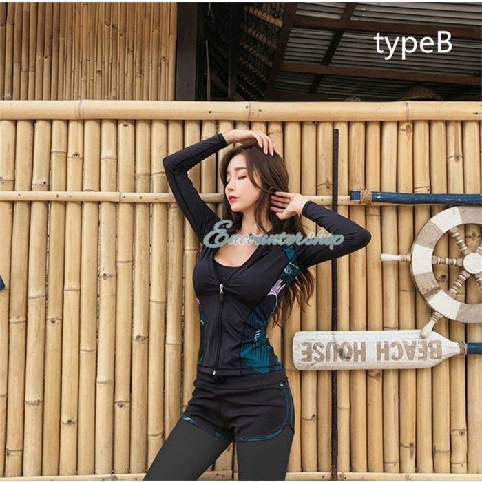 レディース ラッシュガード レディース水着 水着セット ブラックxz 0523