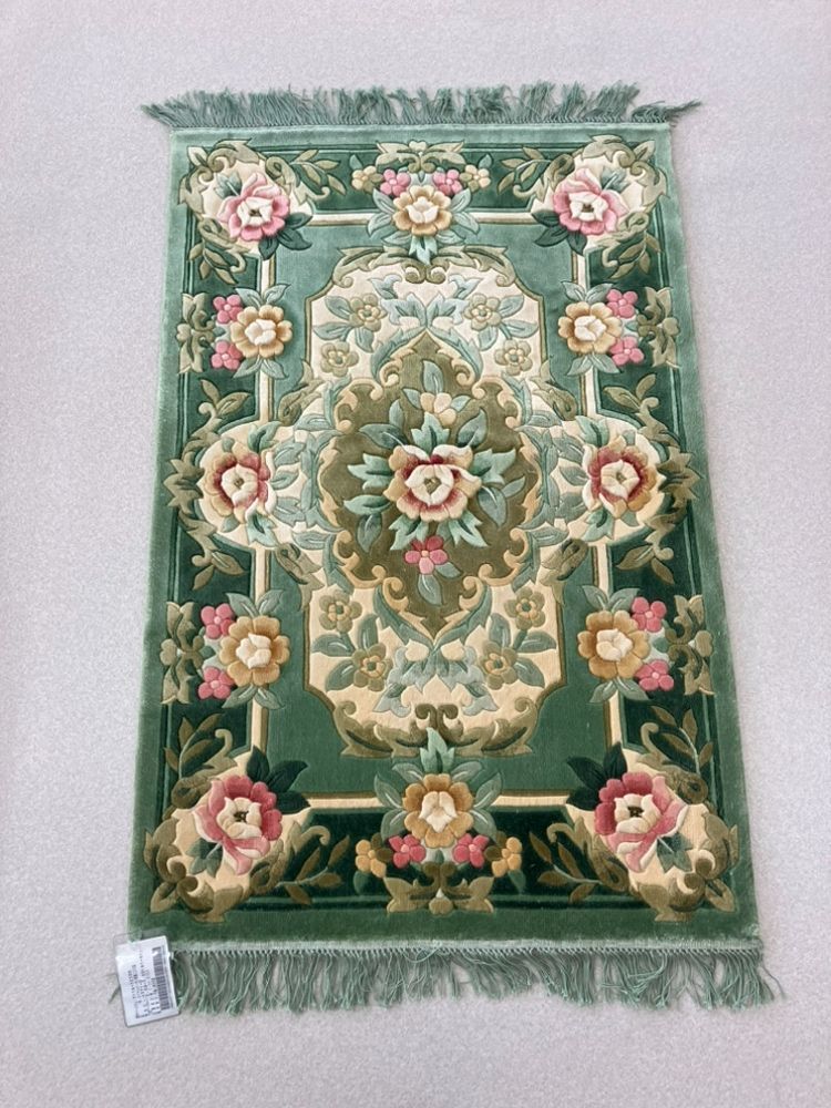 トルコ ヴィンテージ ラグ ブルーピンク フローラル パッチワーク57×97