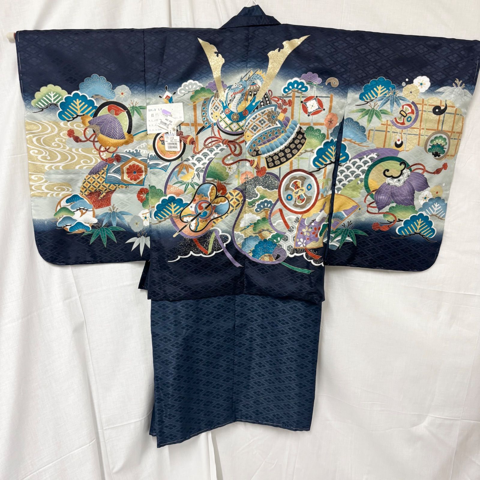 ♥品 仕立上がり 七五三 節句 男の子 セット 五歳祝着 着物セット 結婚式 披露宴 晴れ着 お祝 青 兜 NO121
