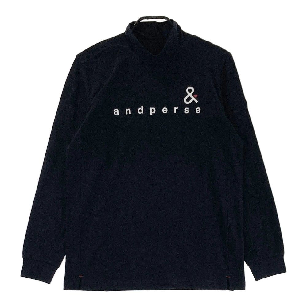 サイズ：L AND PER SE アンパスィ 2024年モデル AMF9214W5 モックネック 長袖Tシャツ  ネイビー系 [240101371581]# ゴルフウェア メンズ ストスト