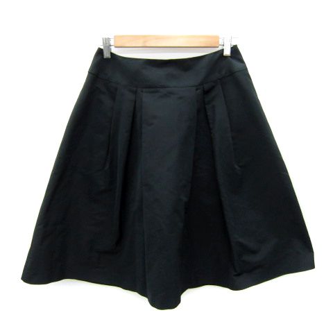 ダナパリ DANAPARIS フレアスカート ひざ丈 無地 42 XL 黒 ブラック  