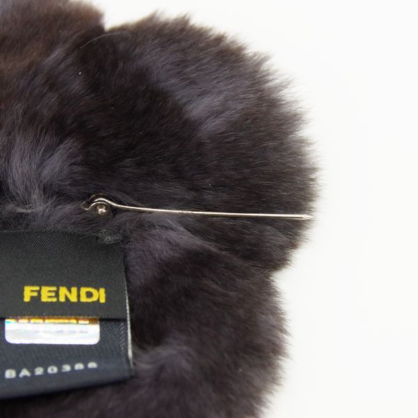 FENDI 美品 コサージュ ファー フラワー ロゴ ブローチ12cm備考