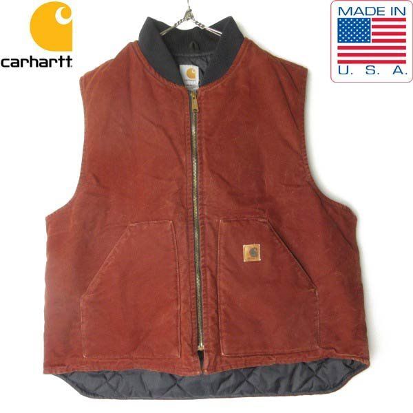 【最終値下】超希少カラーcly ダックベスト 2XL USA製 04製造 USA製 carhartt カーハート V02 CLY ダック ベスト 2XL-Regular 00s