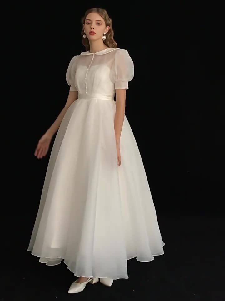 フランス風 軽やかチュールプリンセスドレス 2025 新婦 結婚式 婚約 成人式 年会用ホワイトドレス