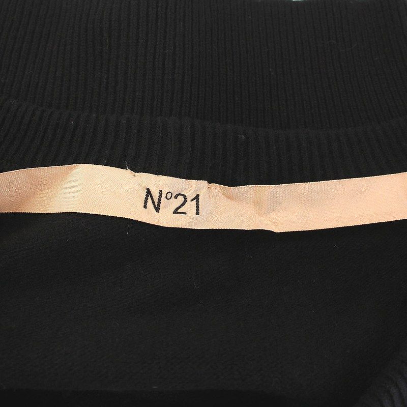 ヌメロヴェントゥーノ N°21 カーディガン ニット ショート丈 ビジュー 長袖 36 黒 17I-A044-7081 /YM ■BM レディース ヌメロヴェントゥーノ N°21 カーディガン ニット ショート丈