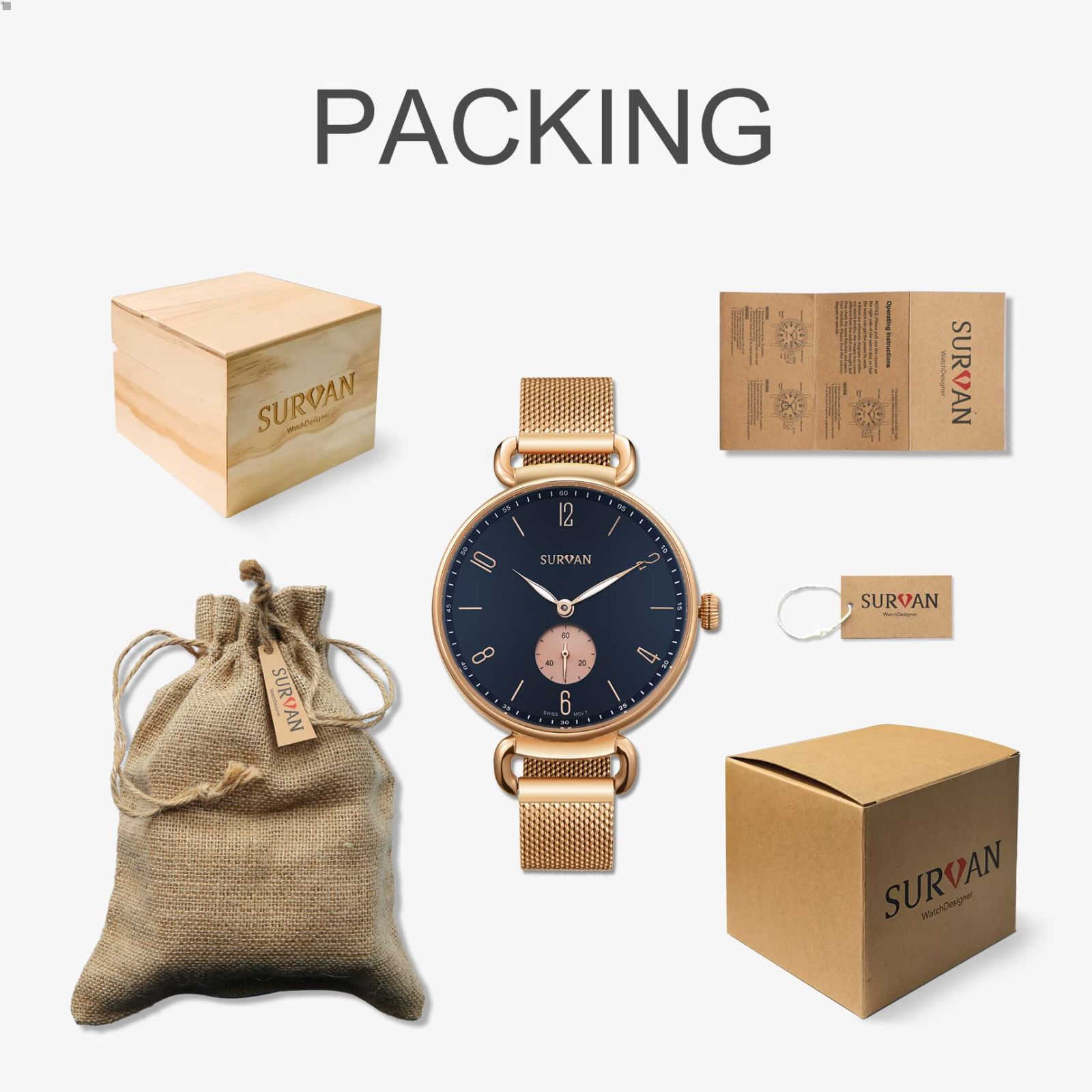 在庫セール WatchDesigner 腕時計 レディース 時計腕時計 防水 とけい腕時計 電池式 うで時計 SURVAN お洒落 時計 可愛い シンプル アナログ watch for women メタルベルト