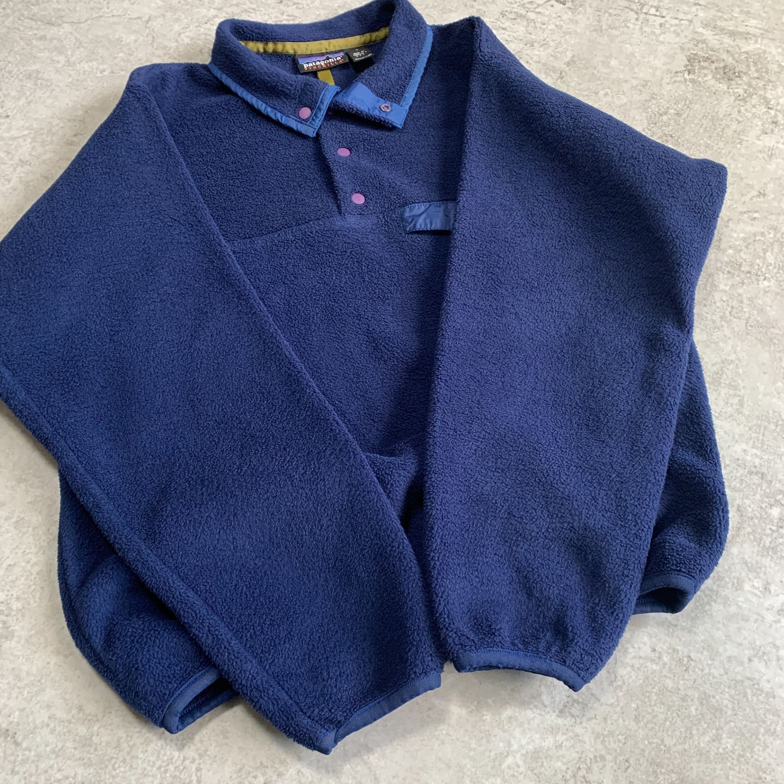 90s 1997年 USA製 patagonia Synchilla Snap T Pullover【navy 