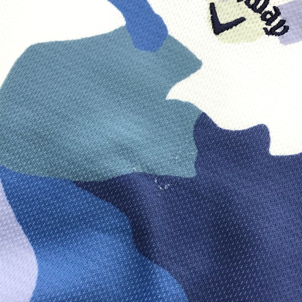 サイズ：L CALLAWAY キャロウェイ  半袖ポロシャツ 総柄 ホワイト系 [240101442607] ゴルフウェア メンズ ストスト サイズ：L CALLAWAY キャロウェイ 半袖ポロシャツ 総柄 ホワイト