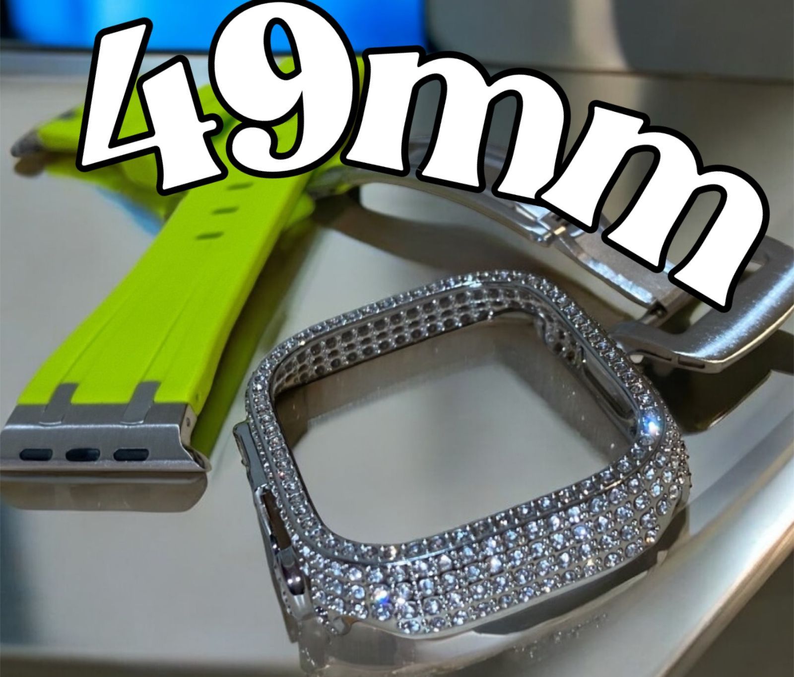 シームライム アップルウォッチ ラバーベルト カバー ケース 49 ウルトラ ultra ultra2 キラキラ スポーツ メンズ レディース Apple Watch バンド