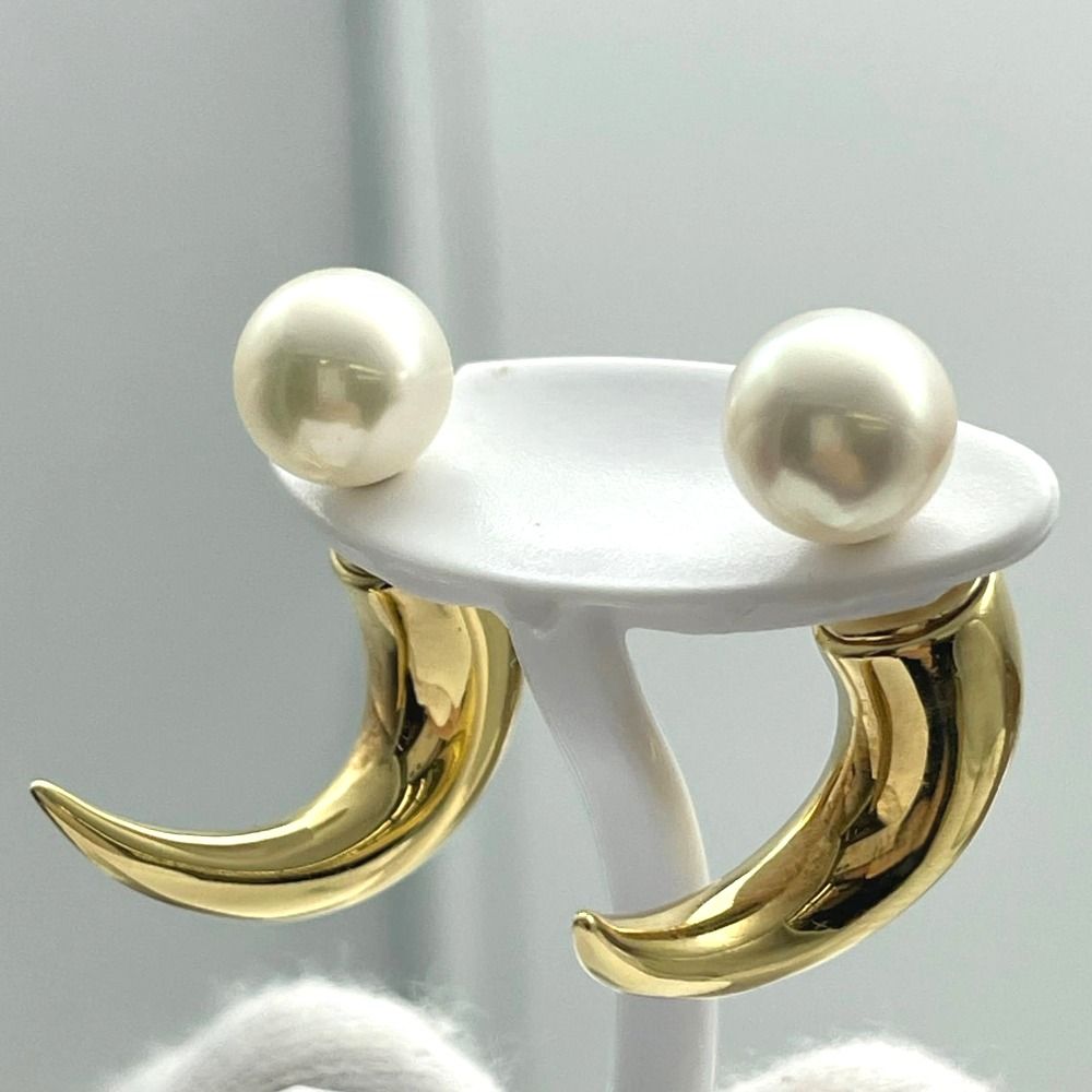 TASAKI タサキ ピアス デインジャーホーン K18×アコヤ真珠