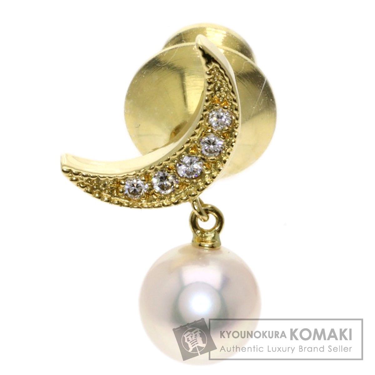 MIKIMOTO ピンブローチ パール 真珠 ダイヤモンド ブローチ K18YG レディース