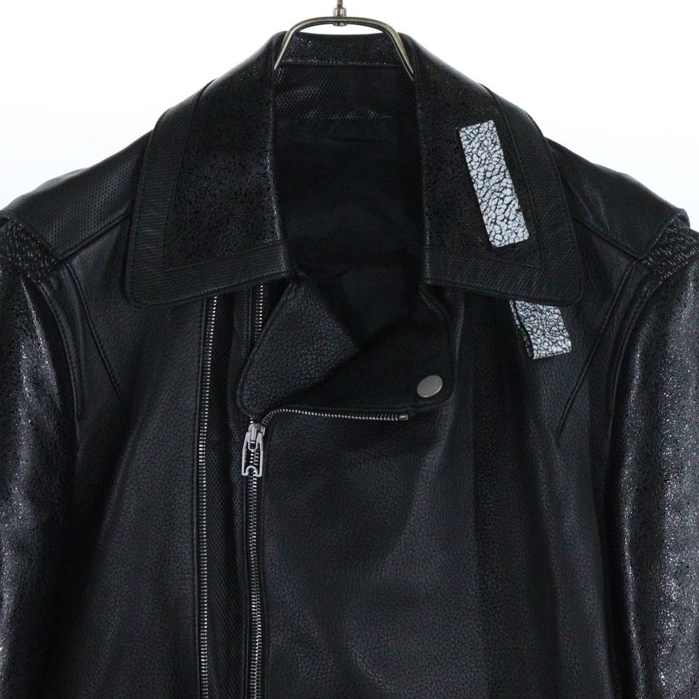 異素材切替・美品】バレンシアガ 羊革×牛革 レザーダブルライダース