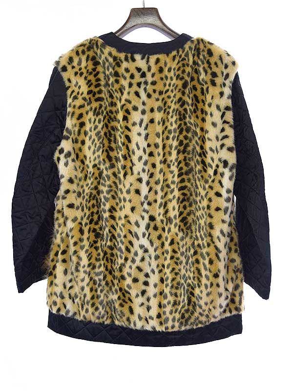 DRIES VAN NOTEN ドリスヴァンノッテン 16AW レオパードファーキルティングカーディガン ブラック イエロー 36 DRIES VAN NOTEN ドリスヴァンノッテン 16AW レオパードファー