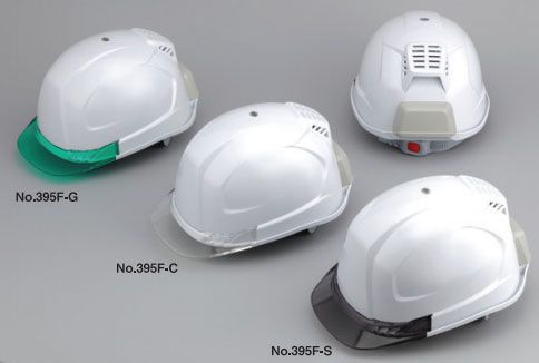 トーヨーセフティー Windy Helmet 送風機内蔵ヘルメット ひさし：スモーク No.395F-S 白